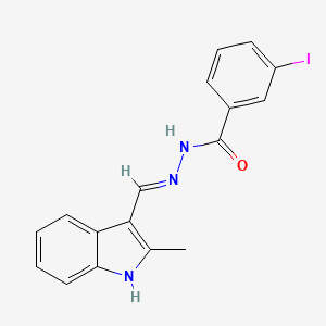 molecular formula C17H14IN3O B1189487 3-Iodo-N'-[(E)-(2-methyl-1H-indol-3-yl)methylidene]benzohydrazide 