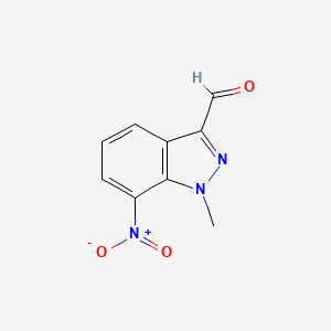 molecular formula C9H7N3O3 B11894939 1-Methyl-7-nitro-1H-indazole-3-carbaldehyde 