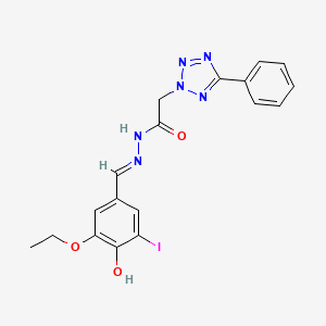 molecular formula C18H17IN6O3 B1189496 N'-(3-ethoxy-4-hydroxy-5-iodobenzylidene)-2-(5-phenyl-2H-tetraazol-2-yl)acetohydrazide 