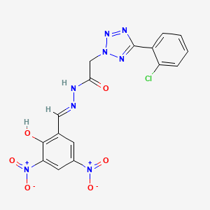 molecular formula C16H11ClN8O6 B1189502 2-[5-(2-chlorophenyl)-2H-tetraazol-2-yl]-N'-{2-hydroxy-3,5-bisnitrobenzylidene}acetohydrazide 