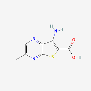 molecular formula C8H7N3O2S B11895104 7-Amino-3-methylthieno[2,3-b]pyrazine-6-carboxylic acid 