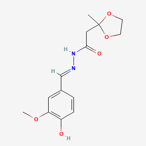 N'-(4-hydroxy-3-methoxybenzylidene)-2-(2-methyl-1,3-dioxolan-2-yl)acetohydrazide