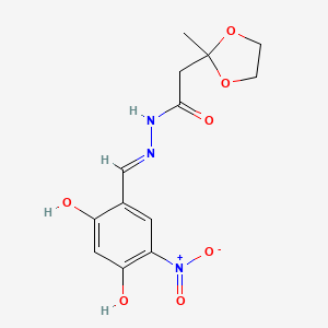 molecular formula C13H15N3O7 B1189516 N'-{2,4-dihydroxy-5-nitrobenzylidene}-2-(2-methyl-1,3-dioxolan-2-yl)acetohydrazide 