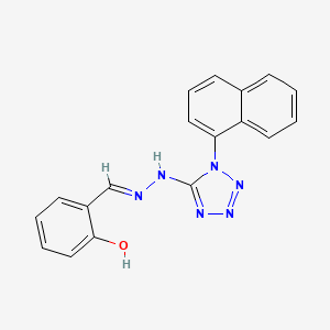 molecular formula C18H14N6O B1189520 2-[(E)-{2-[1-(naphthalen-1-yl)-1H-tetrazol-5-yl]hydrazinylidene}methyl]phenol 