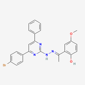 molecular formula C25H21BrN4O2 B1189531 1-(2-Hydroxy-5-methoxyphenyl)ethanone [4-(4-bromophenyl)-6-phenyl-2-pyrimidinyl]hydrazone 