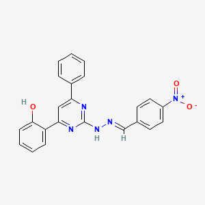 molecular formula C23H17N5O3 B1189533 4-Nitrobenzaldehyde [4-(2-hydroxyphenyl)-6-phenyl-2-pyrimidinyl]hydrazone 