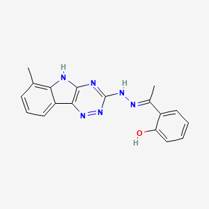 molecular formula C18H16N6O B1189537 1-(2-hydroxyphenyl)ethanone (6-methyl-5H-[1,2,4]triazino[5,6-b]indol-3-yl)hydrazone 
