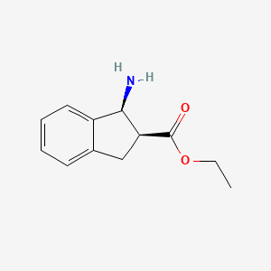 molecular formula C12H15NO2 B11895414 (1S,2S)-Ethyl 1-amino-2,3-dihydro-1H-indene-2-carboxylate 