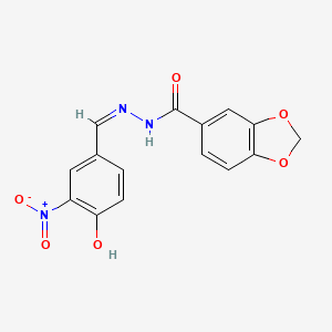 molecular formula C15H11N3O6 B1189542 N'-{4-hydroxy-3-nitrobenzylidene}-1,3-benzodioxole-5-carbohydrazide 