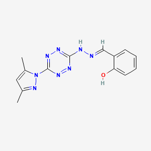 molecular formula C14H14N8O B1189551 2-hydroxybenzaldehyde [6-(3,5-dimethyl-1H-pyrazol-1-yl)-1,2,4,5-tetraazin-3-yl]hydrazone 