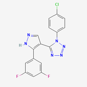 molecular formula C16H9ClF2N6 B1189552 1-(4-chlorophenyl)-5-[5-(3,5-difluorophenyl)-1H-pyrazol-4-yl]-1H-tetraazole 