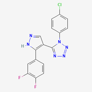 molecular formula C16H9ClF2N6 B1189553 1-(4-chlorophenyl)-5-[5-(3,4-difluorophenyl)-1H-pyrazol-4-yl]-1H-tetraazole 