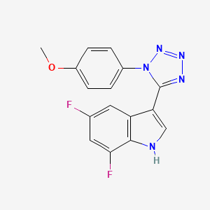 molecular formula C16H11F2N5O B1189558 4-[5-(5,7-difluoro-1H-indol-3-yl)-1H-tetraazol-1-yl]phenyl methyl ether 