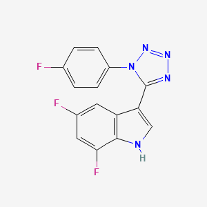 molecular formula C15H8F3N5 B1189560 5,7-difluoro-3-[1-(4-fluorophenyl)-1H-tetraazol-5-yl]-1H-indole 
