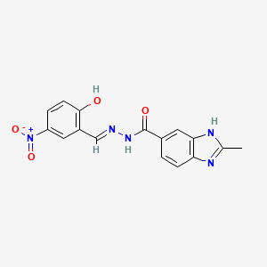 molecular formula C16H13N5O4 B1189571 N'-{2-hydroxy-5-nitrobenzylidene}-2-methyl-1H-benzimidazole-6-carbohydrazide 