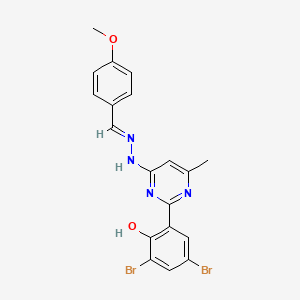 molecular formula C19H16Br2N4O2 B1189579 4-Methoxybenzaldehyde [2-(3,5-dibromo-2-hydroxyphenyl)-6-methyl-4-pyrimidinyl]hydrazone 