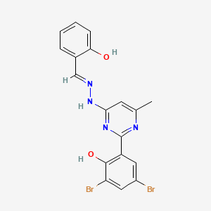 molecular formula C18H14Br2N4O2 B1189580 2-Hydroxybenzaldehyde [2-(3,5-dibromo-2-hydroxyphenyl)-6-methyl-4-pyrimidinyl]hydrazone 