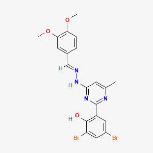 molecular formula C20H18Br2N4O3 B1189581 3,4-Dimethoxybenzaldehyde [2-(3,5-dibromo-2-hydroxyphenyl)-6-methyl-4-pyrimidinyl]hydrazone 