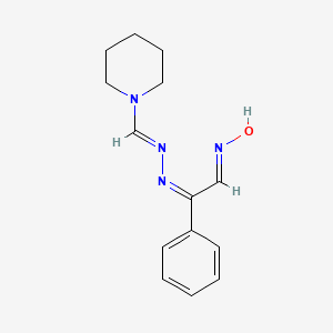 molecular formula C14H18N4O B1189582 1-Piperidinecarbaldehyde [2-(hydroxyimino)-1-phenylethylidene]hydrazone 