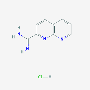 molecular formula C9H9ClN4 B11895837 1,8-Naphthyridine-2-carboximidamide hydrochloride CAS No. 1179360-28-1