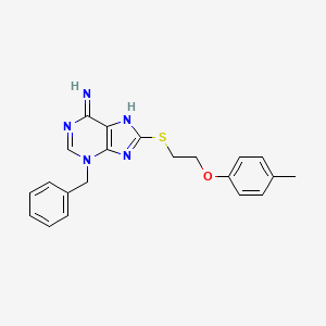 molecular formula C21H21N5OS B1189588 3-benzyl-8-{[2-(4-methylphenoxy)ethyl]sulfanyl}-3H-purin-6-amine 