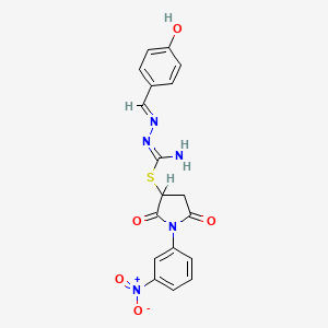 molecular formula C18H15N5O5S B1189594 1-{3-Nitrophenyl}-2,5-dioxo-3-pyrrolidinyl 2-(4-hydroxybenzylidene)hydrazinecarbimidothioate 