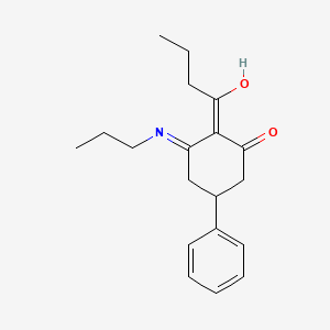 molecular formula C19H25NO2 B1189598 2-Butyryl-5-phenyl-3-(propylamino)-2-cyclohexen-1-one 