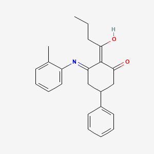 molecular formula C23H25NO2 B1189599 2-Butyryl-5-phenyl-3-(2-toluidino)-2-cyclohexen-1-one 