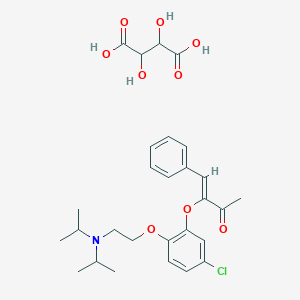 molecular formula C28H36ClNO9 B011896 (Z)-3-(5-Chloro-2-(2-(diisopropylamino)ethoxy)phenoxy)-4-phenyl-3-buten-2-one tartrate 2H2O CAS No. 106064-12-4