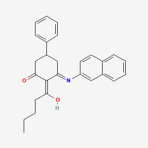 molecular formula C27H27NO2 B1189601 3-(2-Naphthylamino)-2-pentanoyl-5-phenyl-2-cyclohexen-1-one 