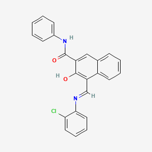 molecular formula C24H17ClN2O2 B1189612 4-{[(2-chlorophenyl)imino]methyl}-3-hydroxy-N-phenyl-2-naphthamide 