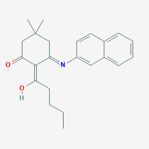 molecular formula C23H27NO2 B1189627 5,5-Dimethyl-3-(2-naphthylamino)-2-pentanoyl-2-cyclohexen-1-one 