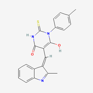 molecular formula C21H17N3O2S B1189634 5-[(2-methyl-1H-indol-3-yl)methylene]-1-(4-methylphenyl)-2-thioxodihydro-4,6(1H,5H)-pyrimidinedione 