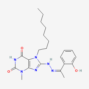 8-{2-[1-(2-hydroxyphenyl)ethylidene]hydrazino}-3-methyl-7-octyl-3,7-dihydro-1H-purine-2,6-dione