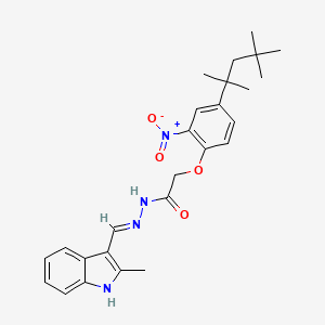 molecular formula C26H32N4O4 B1189638 2-[2-nitro-4-(1,1,3,3-tetramethylbutyl)phenoxy]-N'-[(2-methyl-1H-indol-3-yl)methylene]acetohydrazide 