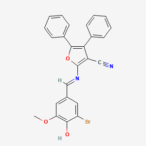 molecular formula C25H17BrN2O3 B1189643 2-[(3-Bromo-4-hydroxy-5-methoxybenzylidene)amino]-4,5-diphenyl-3-furonitrile 