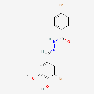 molecular formula C15H12Br2N2O3 B1189644 4-bromo-N'-(3-bromo-4-hydroxy-5-methoxybenzylidene)benzohydrazide 