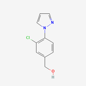 molecular formula C10H9ClN2O B11896513 (3-Chloro-4-(1H-pyrazol-1-yl)phenyl)methanol 