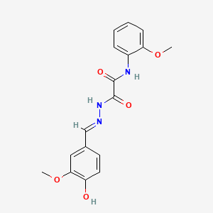 molecular formula C17H17N3O5 B1189672 2-[2-(4-hydroxy-3-methoxybenzylidene)hydrazino]-N-(2-methoxyphenyl)-2-oxoacetamide 
