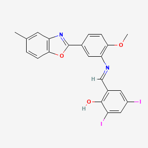 2,4-Diiodo-6-({[2-methoxy-5-(5-methyl-1,3-benzoxazol-2-yl)phenyl]imino}methyl)phenol