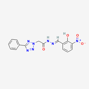 molecular formula C16H13N7O4 B1189693 N'-{2-hydroxy-3-nitrobenzylidene}-2-(5-phenyl-2H-tetraazol-2-yl)acetohydrazide 
