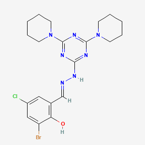 molecular formula C20H25BrClN7O B1189698 3-Bromo-5-chloro-2-hydroxybenzaldehyde (4,6-dipiperidin-1-yl-1,3,5-triazin-2-yl)hydrazone 