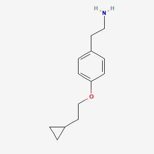 molecular formula C13H19NO B11896999 2-[4-(2-Cyclopropylethoxy)phenyl]ethylamine 