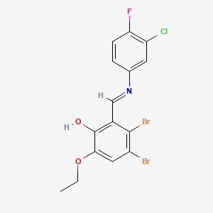 3,4-Dibromo-2-{[(3-chloro-4-fluorophenyl)imino]methyl}-6-ethoxyphenol