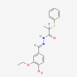 molecular formula C18H20N2O3S B1189713 N'-(3-ethoxy-4-hydroxybenzylidene)-2-(phenylsulfanyl)propanohydrazide 