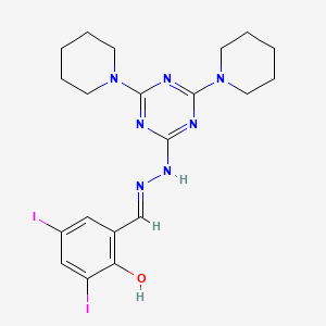 molecular formula C20H25I2N7O B1189716 2-Hydroxy-3,5-diiodobenzaldehyde (4,6-dipiperidin-1-yl-1,3,5-triazin-2-yl)hydrazone 