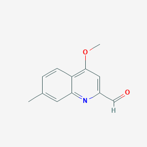 molecular formula C12H11NO2 B11897269 4-Methoxy-7-methylquinoline-2-carbaldehyde 