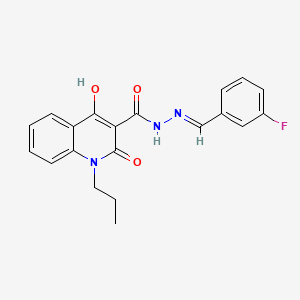 molecular formula C20H18FN3O3 B1189727 N'-(3-fluorobenzylidene)-4-hydroxy-2-oxo-1-propyl-1,2-dihydro-3-quinolinecarbohydrazide 