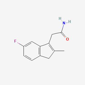 molecular formula C12H12FNO B11897288 2-(5-Fluoro-2-methyl-1H-inden-3-yl)acetamide 