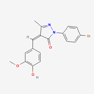 molecular formula C18H15BrN2O3 B1189731 2-(4-bromophenyl)-4-(4-hydroxy-3-methoxybenzylidene)-5-methyl-2,4-dihydro-3H-pyrazol-3-one 